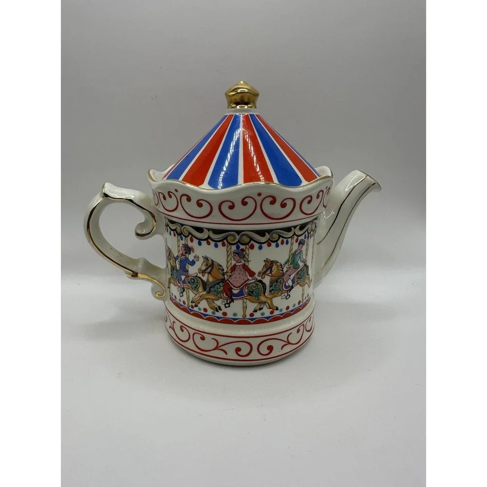 Sadler England Porcelain Carousel 2 Cup Teapot Tivoli Edwardian Entertainments